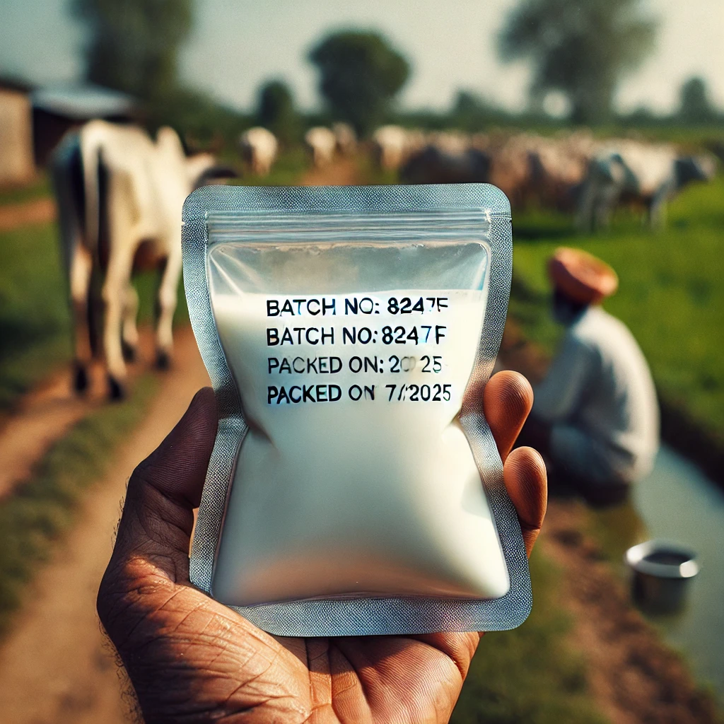 fresh raw milk - field farmers having unique batch code number